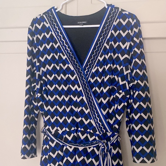 ROZ & ALI 🖤💙CHEVRON PRINT💙🖤 WRAP DRESS SIZE EXTRA LARGE 🌟EUC🌟 - Picture 3 of 13